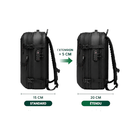 Extensible de 5 cm — Hublo 60L — Sac à dos cabine
