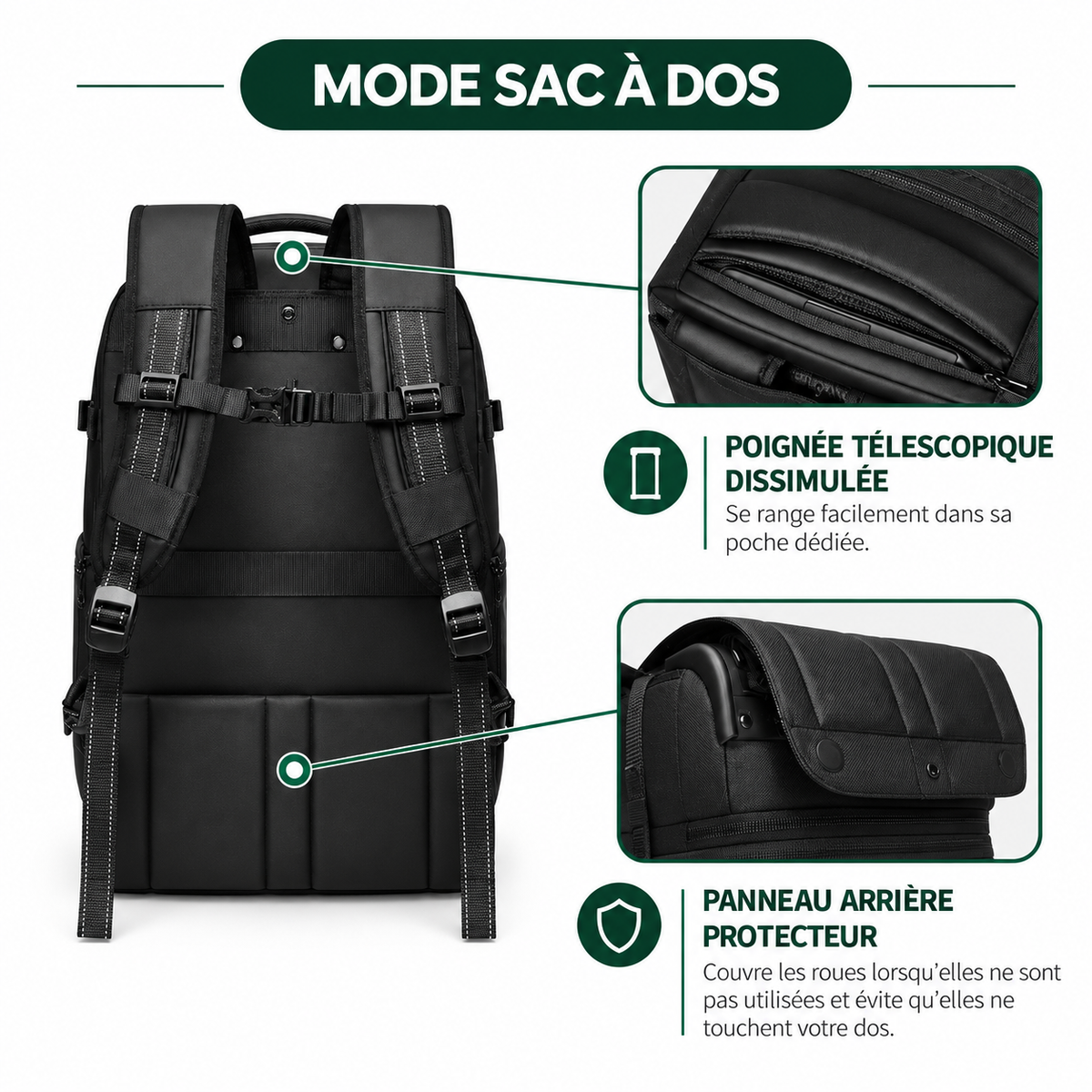 Runway — Valise cabine 2-en-1 compression sous vide 60L