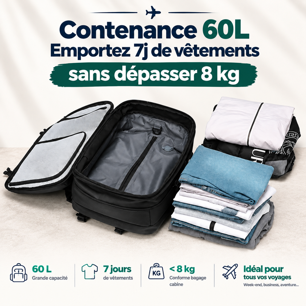 Hublo 60L — Sac à dos cabine