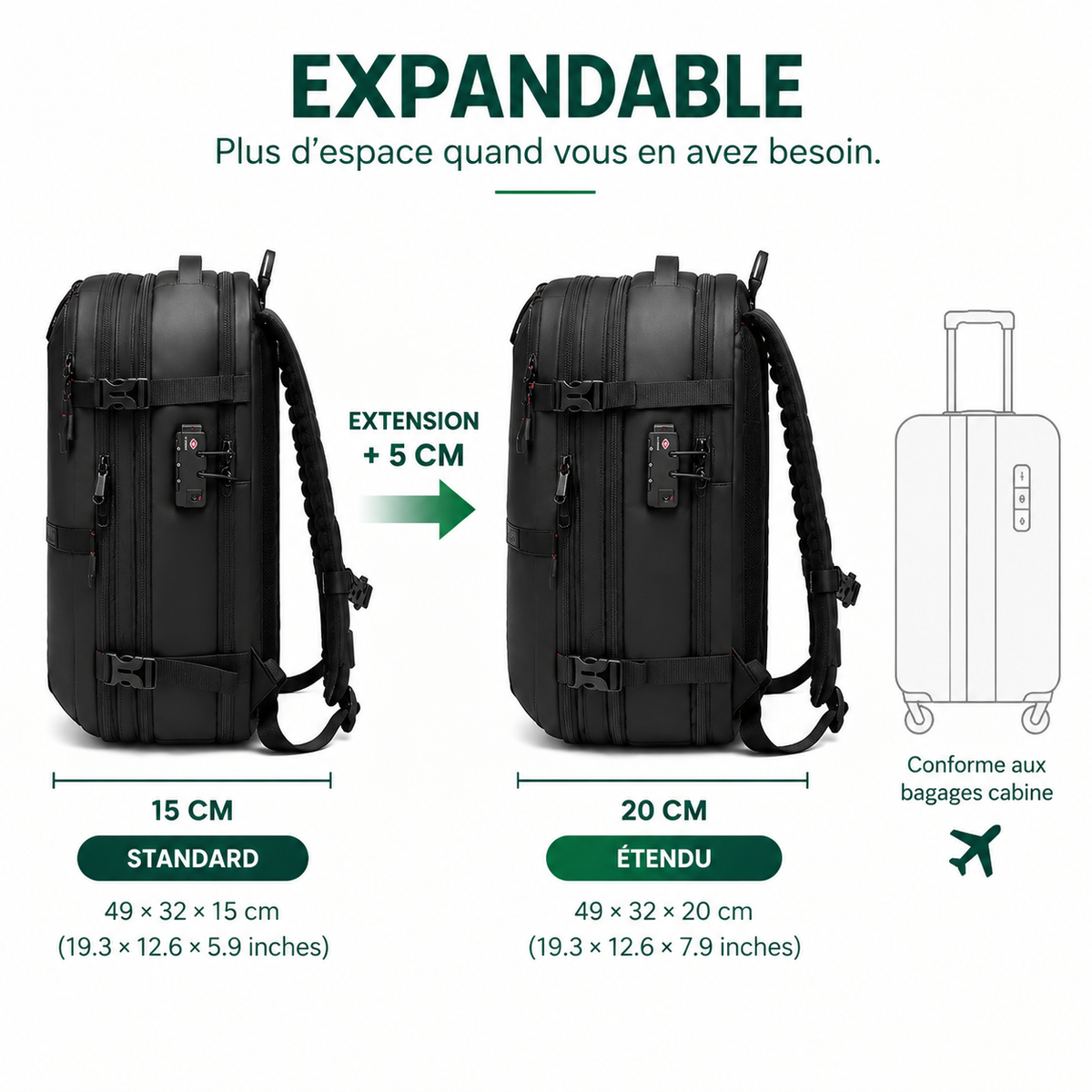 Hublo 60L — Sac à dos cabine