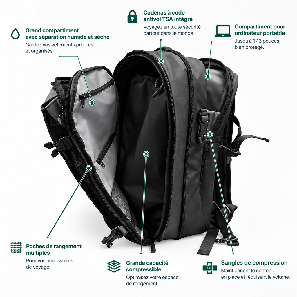 Hublo 60L — Sac à dos cabine