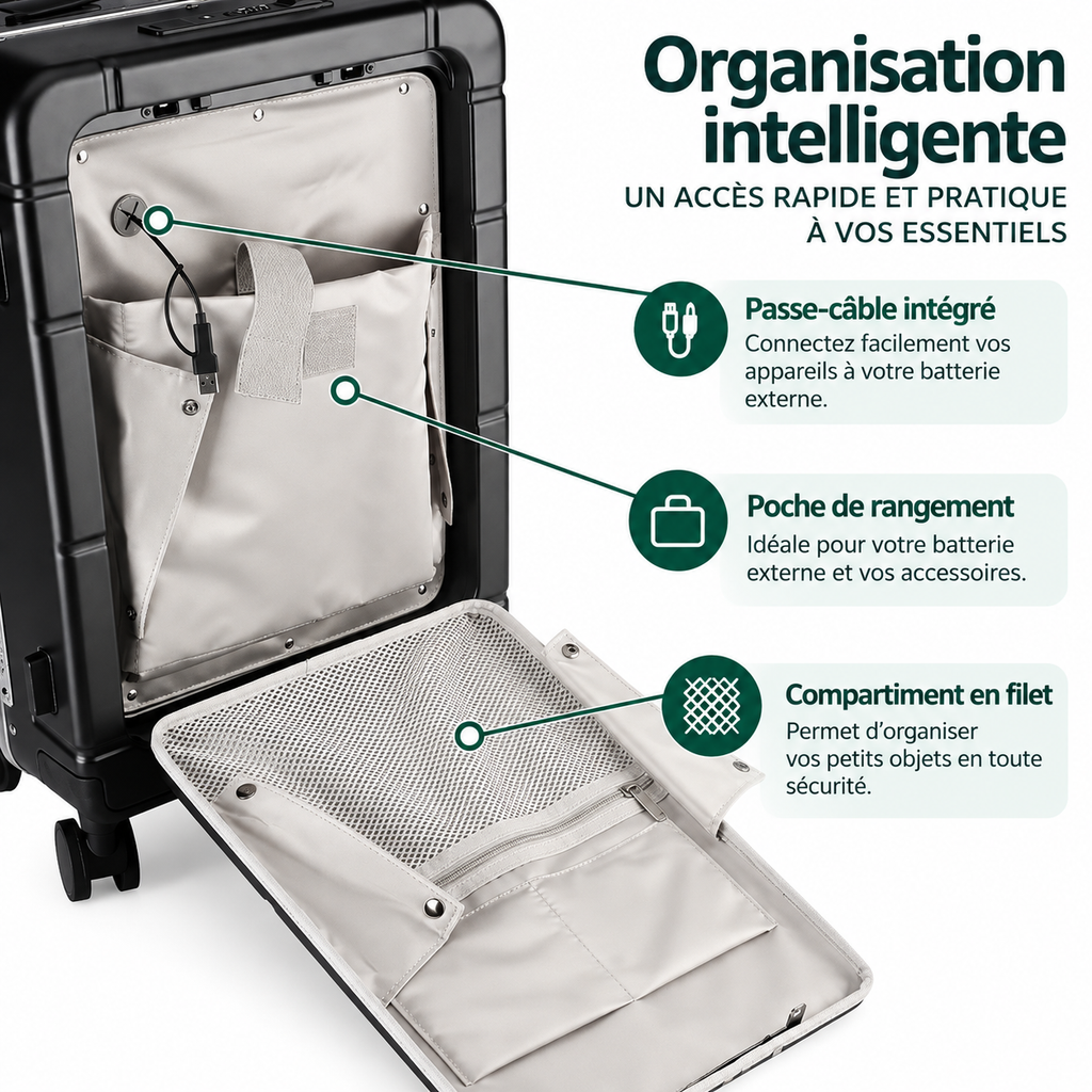Terminal — Valise cabine rigide compression sous vide avec compartiment ordinateur