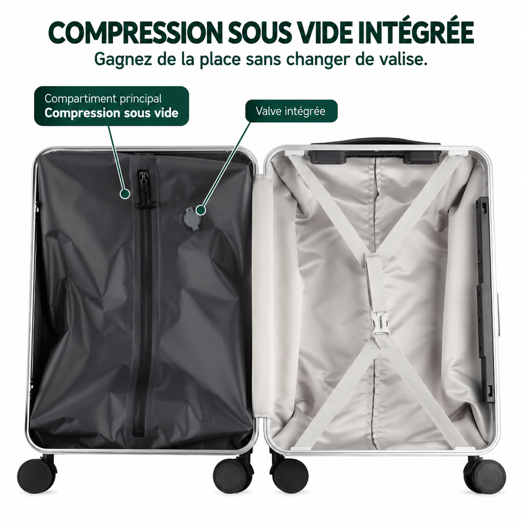 Terminal — Valise cabine rigide compression sous vide avec compartiment ordinateur