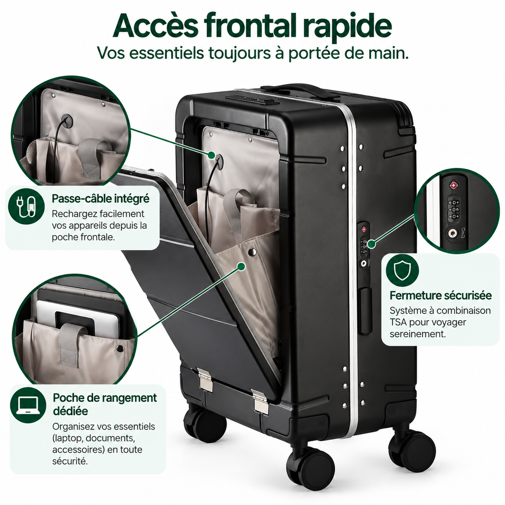 Terminal — Valise cabine rigide compression sous vide avec compartiment ordinateur