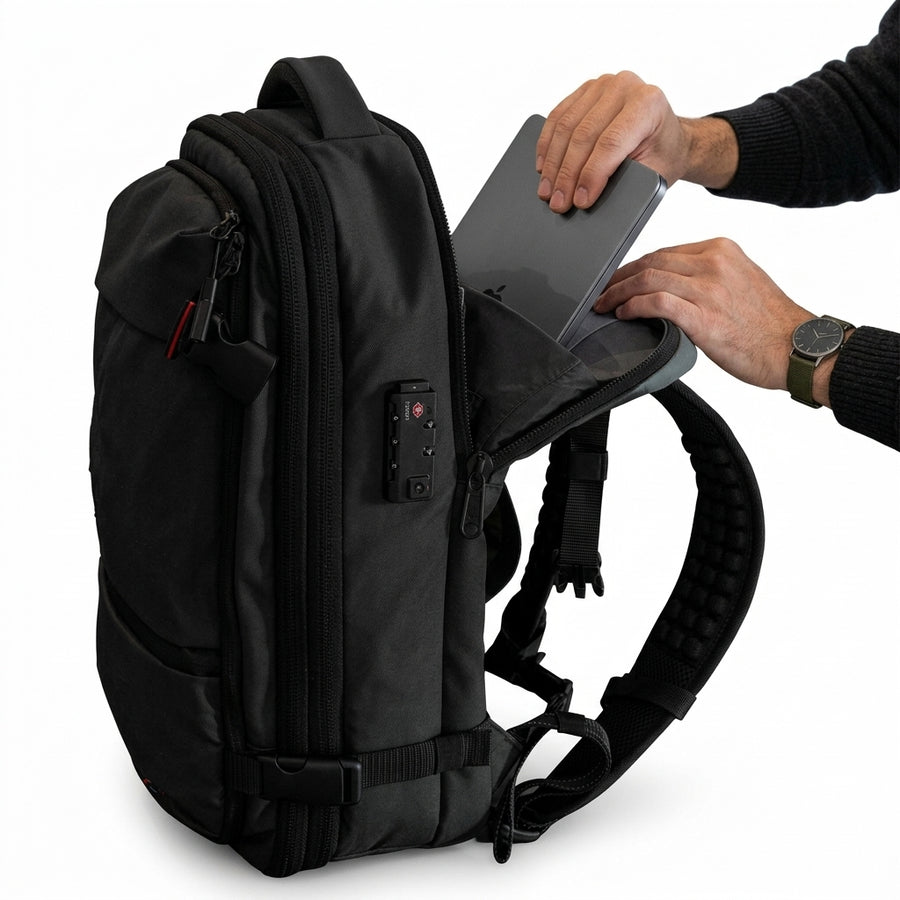 Ordinateur 15″, sans tout déballer — Cap 48L — Sac à dos sous le siège